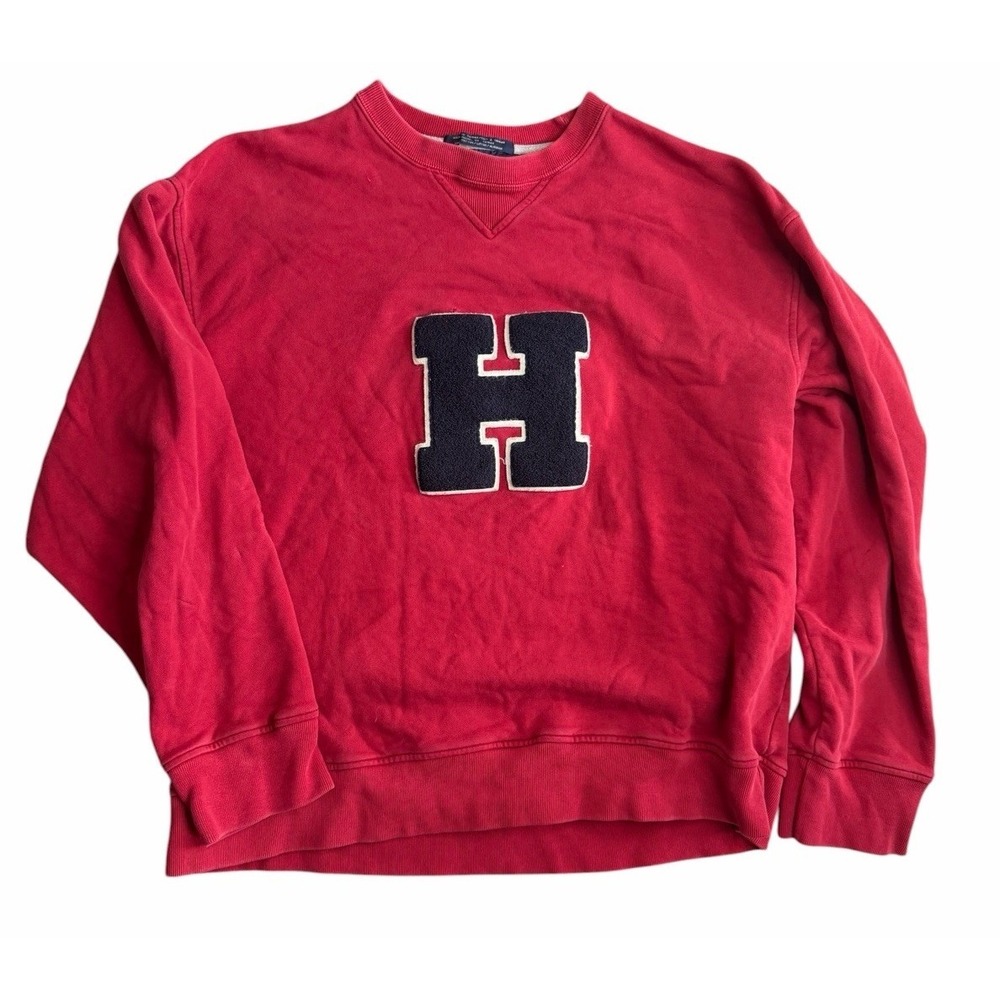Vintage Tommy Hilfiger Sweatshirt Men's Large Red Spell Out H Crewneck 90s